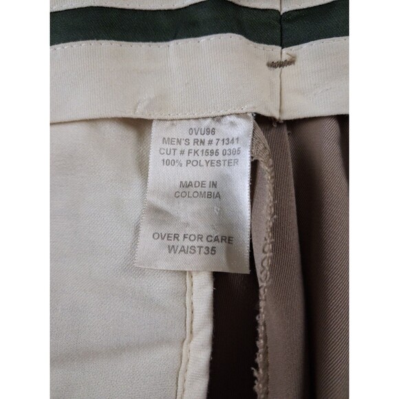 L.L. Bean Men’s Dress Pants 40x28 Tan Relaxed Fit 100% Polyester Pleated Front - Picture 8 of 16